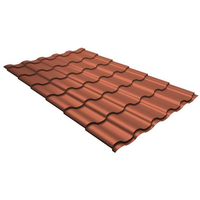 Металлочерепица Grand Line Kredo (Кредо) 0,5 Quarzit Cuprum Steel/Quarzit Cuprum Steel
