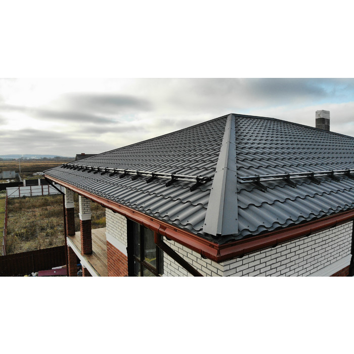 Металлочерепица Grand Line Kredo (Кредо) 0,5 Quarzit PRO Matt RAL 8017 Антрацитово-серый фото 4