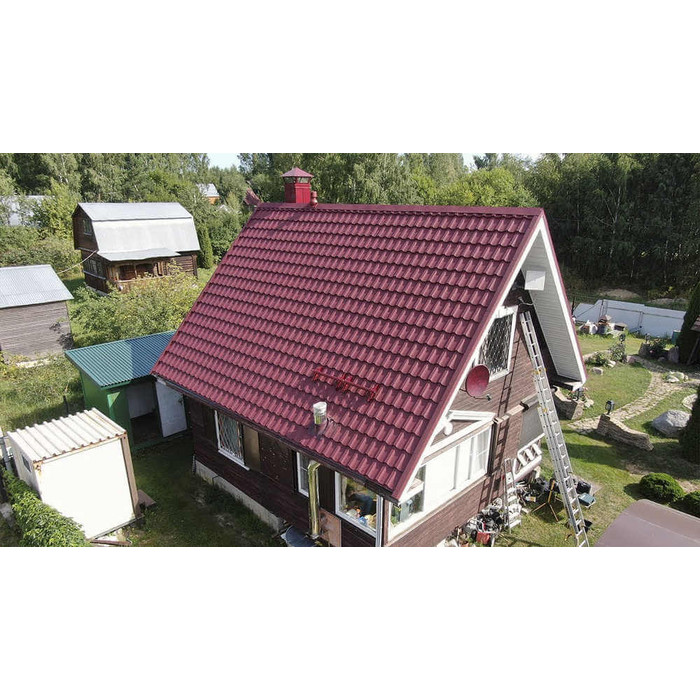 Металлочерепица Grand Line Kvinta plus (Квинта Плюс) 0,5 Atlas RAL 3005 Красное вино фото 4