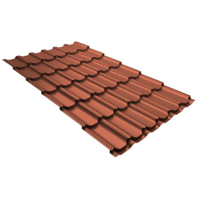 Металлочерепица Grand Line Kvinta plus (Квинта Плюс) 0,5 Quarzit Cuprum Steel