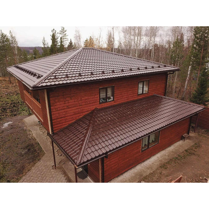 Металлочерепица Grand Line Kvinta Uno (Квинта Уно) 0,5 Atlas RAL 8017 Шоколад фото 5