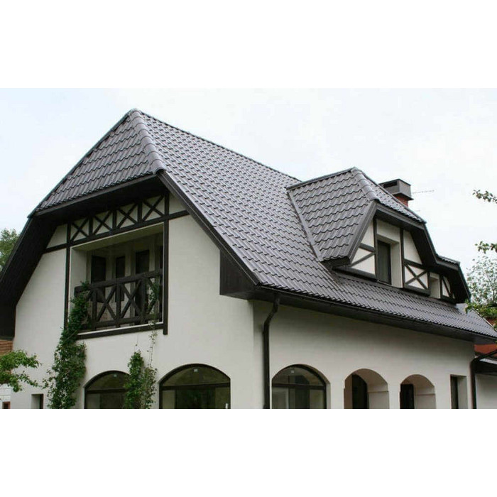 Металлочерепица Grand Line Kvinta Uno (Квинта Уно) 0,45 Drap ST RAL 7024 Мокрый асфальт фото 3