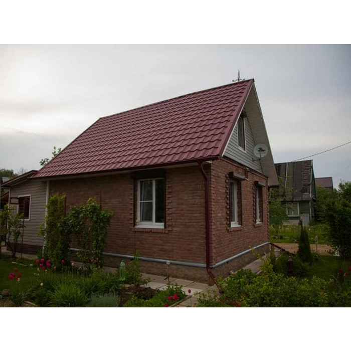 Металлочерепица Grand Line Kvinta Uno (Квинта Уно) 0,5 Quarzit RAL 3005 Красное вино фото 3