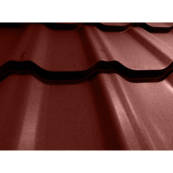 Металлочерепица Grand Line Kvinta Uno (Квинта Уно) 0,5 GreenCoat Pural Matt BT RAL 3005 Красное вино фото 2
