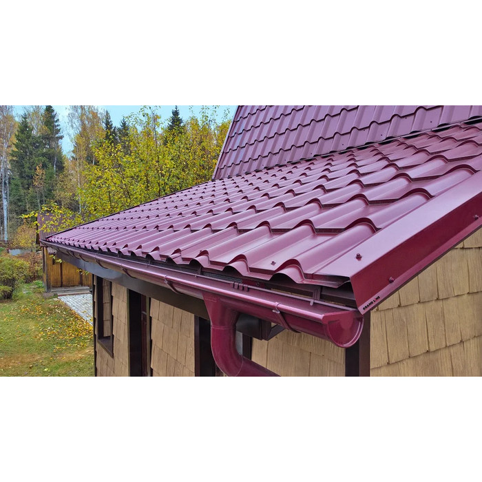 Металлочерепица Grand Line Kamea (Камея) 0,5 Atlas RAL 3005 Красное вино фото 4