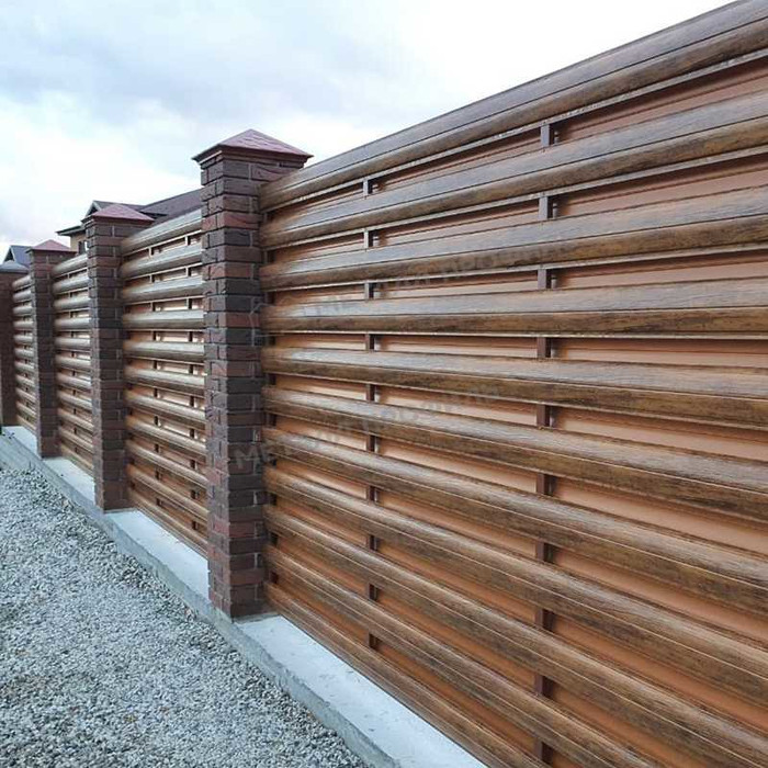 Штакетник Металл Профиль ELLIPSE-T 0,5 ECOSTEEL® текстурированный Золотой Дуб фото 2