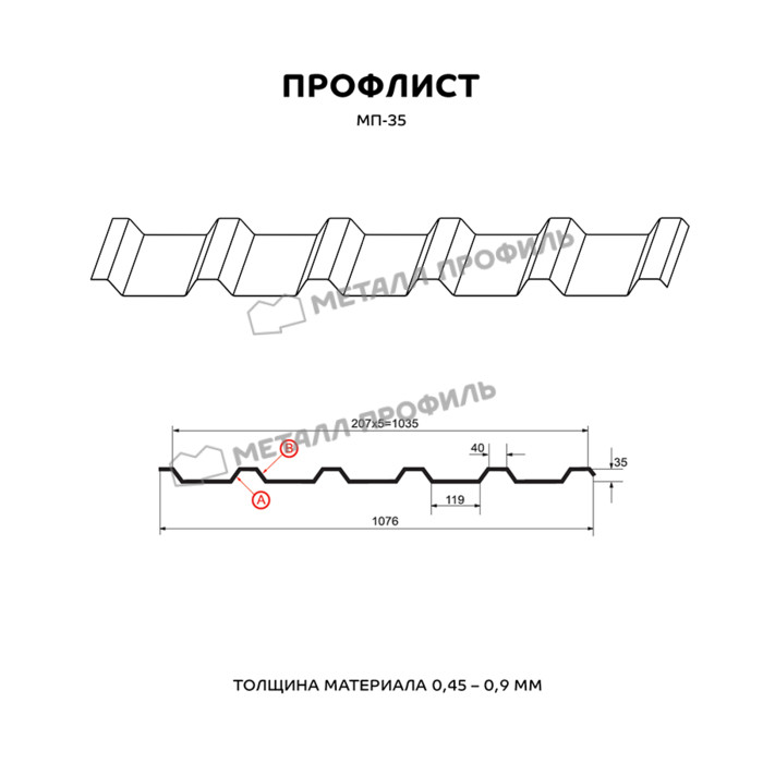 Профлист Металл Профиль МП-35 0,5 PURMAN® Argillite/Медный металлик фото 2