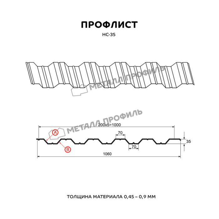 Профлист Металл Профиль НС-35 0,45 Полиэстер RAL 3005 Красное вино фото 2