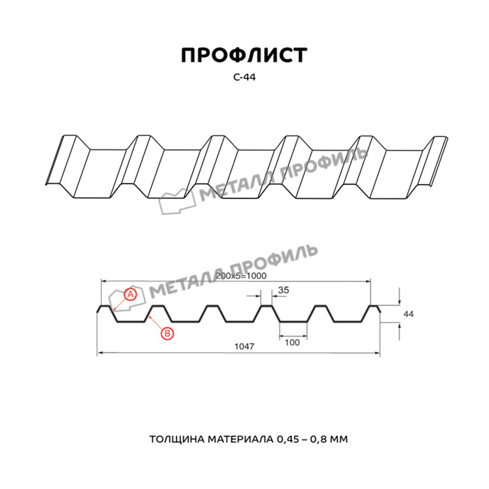 Профлист Металл Профиль С-44 0,7 Полиэстер RAL 7004 Серый фото 2