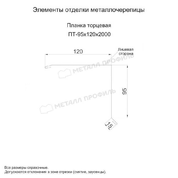 Планка торцевая 95х120х2000 (ПЭ-01-3003-0.45) фото 2