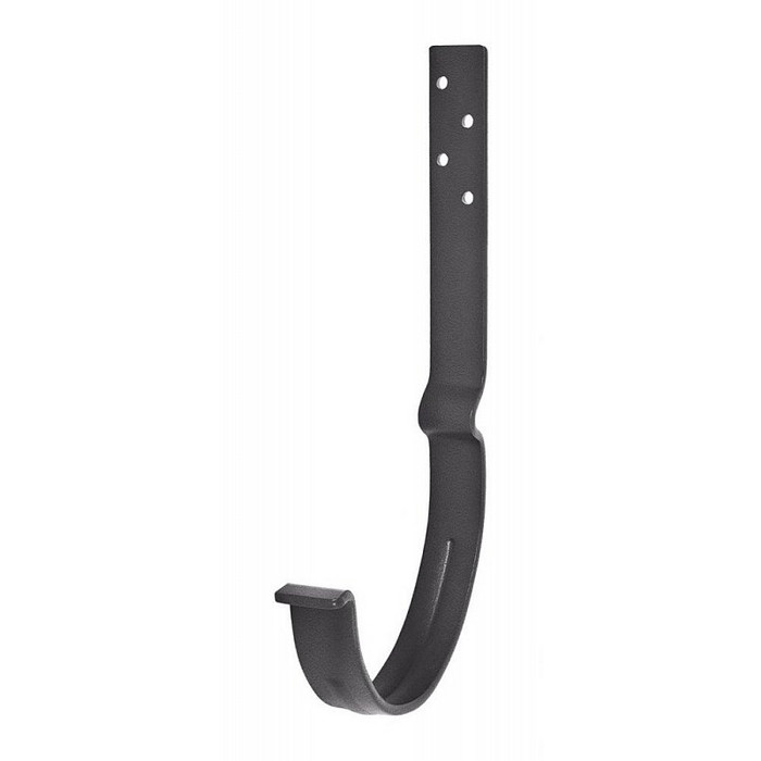 Крюк крепления желоба длинный с комплектом крепления, сталь, l-146, d-150 мм, темно-серый матовый, Aquasystem