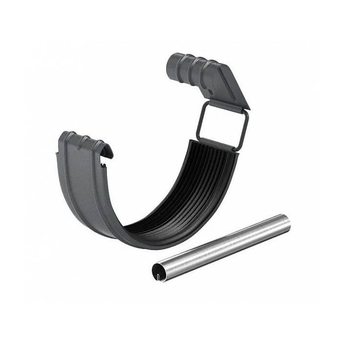 Соединитель желоба в комплекте, сталь, d-90 мм, темно-серый, Aquasystem