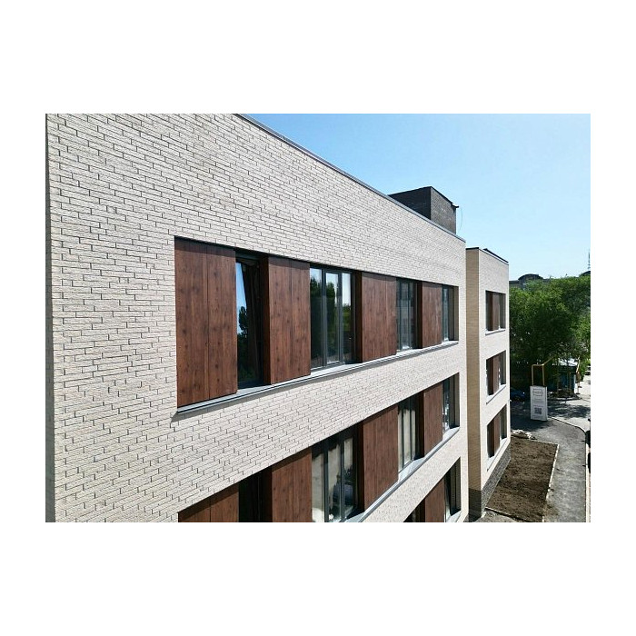 Лицевой керамический кирпич пустотелый, Белый ROCK ригель, рельефная, 0.75 NF, Красная гвардия фото 4