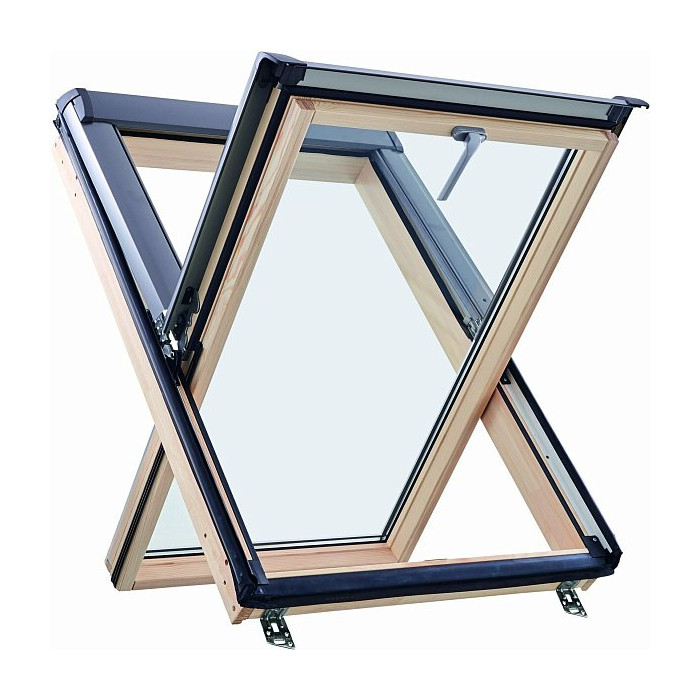 Окно R45 Н200 с термоблоком, 54х78 см, из дерева (однокамерное, среднеповоротное), Roto фото 5