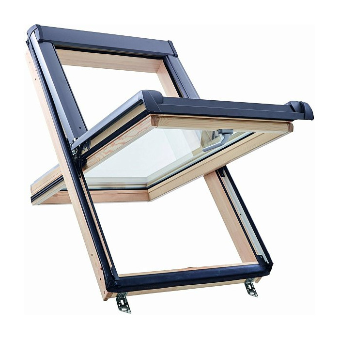 Окно R45 Н200 с термоблоком, 65х118 см, из дерева (однокамерное, среднеповоротное), Roto фото 3