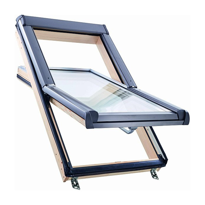 Окно R45 Н200 с термоблоком, 65х118 см, из дерева (однокамерное, среднеповоротное), Roto фото 4