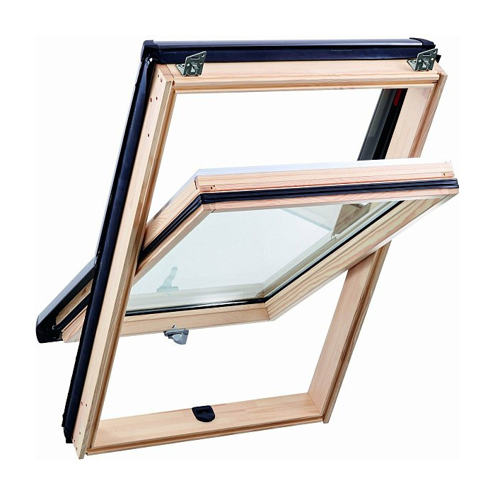 Окно R45 Н200 с термоблоком, 74х140 см, из дерева (однокамерное, среднеповоротное), Roto фото 2