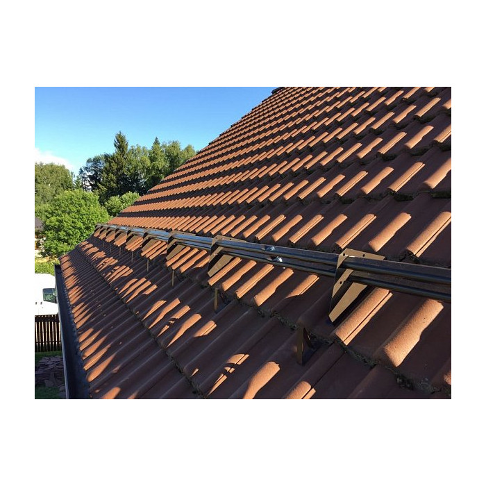 Комплект снегозадержания 3м., для натуральной черепицы, Prestige ZN, (состав :4 опоры, 2 трубы, комплект крепления), серый графит, Roofsystems фото 3