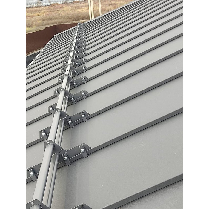 Комплект снегозадержания 3м., для натуральной черепицы, Prestige ZN, (состав :4 опоры, 2 трубы, комплект крепления), чёрный тёмный, Roofsystems фото 2